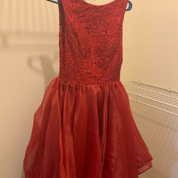 Dresses & Skirts - Red beaded silk prom/party gown